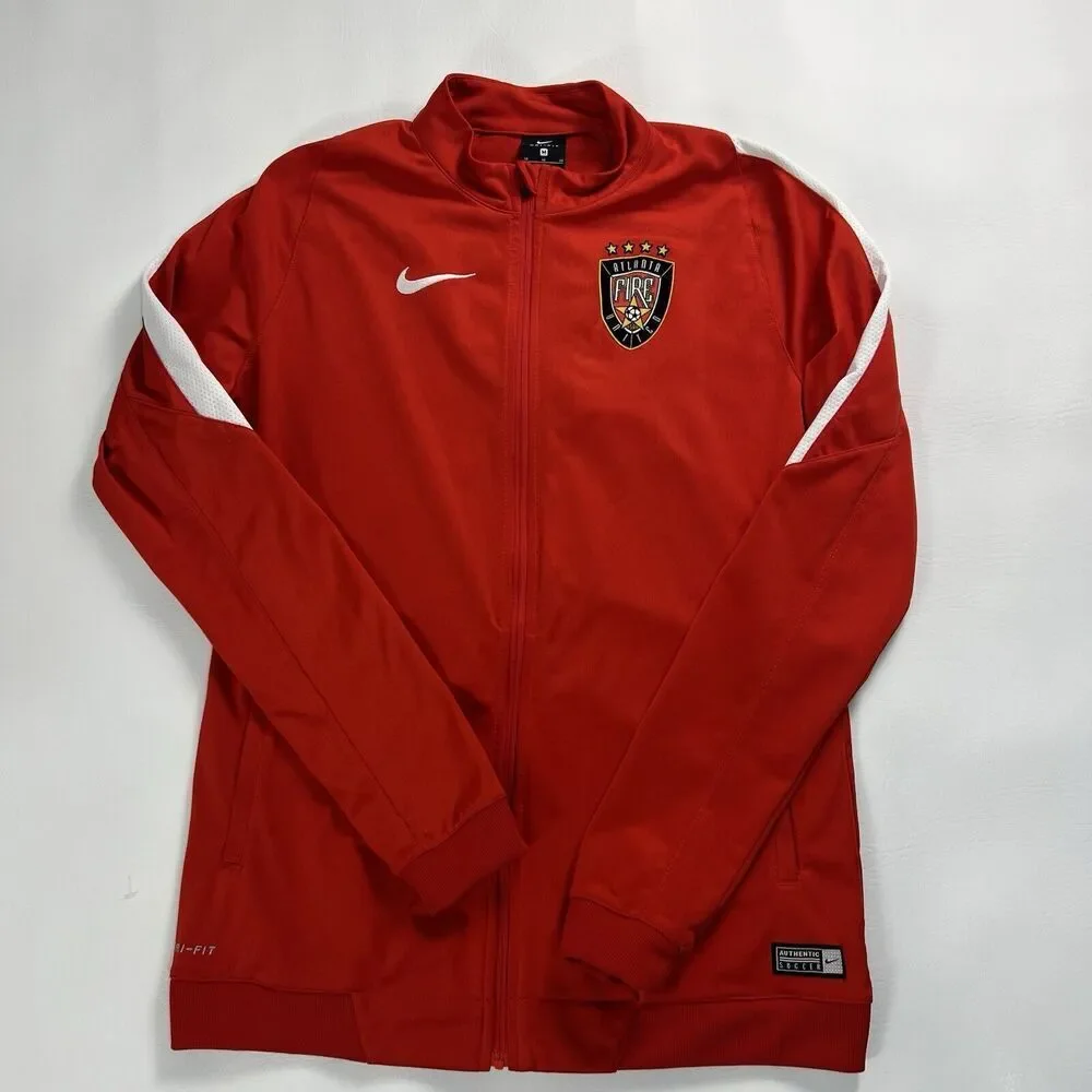 Nike Dri Fit Red Atlanta United Fire Full Zip Warm‎ Up Jacket Size M Women's